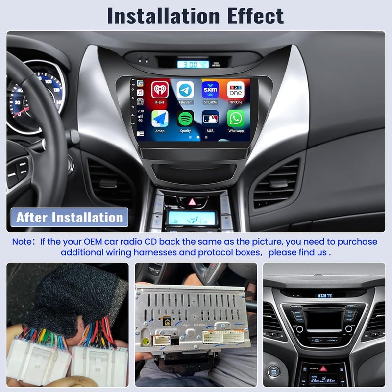 SIXWIN 1G+32G Android Car Stereo Radio for Hyundai Elantra 2011 2012 2013 with Wireless Apple Carplay Android Auto Bluetooth 9 inch Touchscreen with GPS Navigation WiFi HiFi FM RDS Backup Camera MIC - Image 2